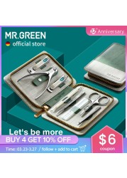 MR.GREEN Manicure Set Pedicure Sets Nail Clipper Stainless Steel Professional Nail Cutter Tools With Travel Tool Bag