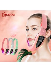 HSKOU LED Photon Face Lifting Device Face Slimming Therapy Vibration Massager Double Chin V Shape Cheek Tightening