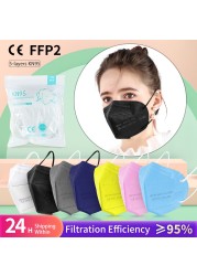 20-200pcs Black KN95 Mask FPP2 Approved Mask 5 Layers Reusable Mask Security Protection KN95 Mascara Protective Face Masks