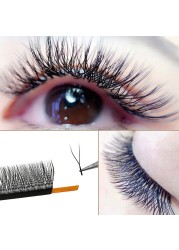 High quality 12 lines 100% handmade YY type cilia silk eyelashes custom private logo dark matte eyelash extension for makeup