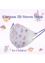 50pcs Children 3D Stereo Face Mask Disposable 3-Layer Melt Blown Fabric Mouth Cover Cartoon Breathable Masque Enfant Mascarillas