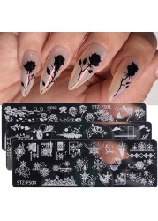 Nail Art Transfer Templates DIY Stencil Nail Stamping Plate Diamond Stamping Floral Printing Animal Manicure ? stencils accessories