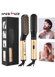 Professional Hair Comb Brush Beard Straightener Multifunctional Straightening Brush Hair Curler Fast Heating Styling Tools