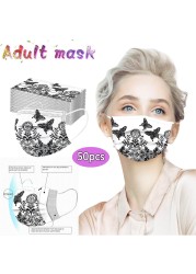 10/50/100pcs Disposable Mask Protective Face Masks Mascarillas Adult Lace Mask 3Ply Filter Elastic Ear Loop Fashion Sexy Masks