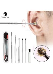 6pcs/set Stainless Steel Earwax Removal Tools Ear Wax Piercing Tool Kit Wax Spoon Care Set