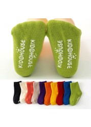 Lawadka 4pairs/lot 0-24m Spring Autumn Newborn Baby Girl Boy Socks Solid Cotton Anti Slip Casual Infant Socks For Boys Girls