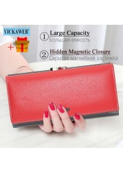 Free Gift Genuine Leather Women Wallet Fashion Rainbow Magnetic Hasp Coin Purse Female Long Ladies Money Clutch Bag WRS-1518