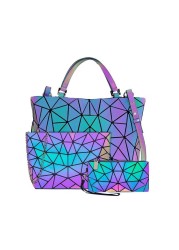 Women Bags Luxury Geometric Shoulder Bag Set Folding Tote Crossbody Bag Female Handbag For Ladies Luminous Bao Geometric Bag