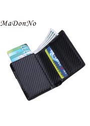 Men's Wallet Pop Up Rfid Cards Wallet Leather Slim Thin Wallet Male Short Money Wallet Smart Small Black Magic Wallet