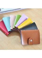 24 Slots Card Holder PU Leather Slim Bank Credit ID Card Coin Pouch Bag Pouch Purse Organizer Thin Business Card Clip With Button