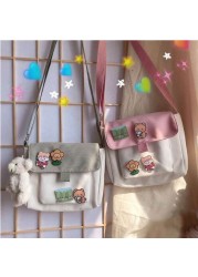 أكياس التسوق النساء الحلو Kawaii مطبوعة قماش الترفيه اليومية حقيبة تسوق Crossbody محفظة جديد