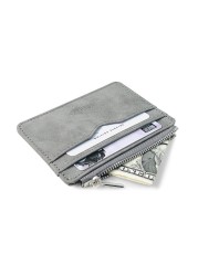 Men's card wallet short matte leather retro multi-card frosted fabric money card holder new minimalist transparent coin purse