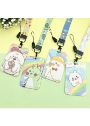 Cartoon ID Credit Card Holder Bank Students Bus Card Case Hand Rope Visit Door ID Badge Cover Cards for Women Men Pendants