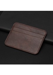 New Thin Mini PU Leather Wallet Slim Bank Credit Card Holder 5 Slots Business Mini ID For Men Women Coin Purse Card Holder