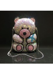 Women's Perforated Bear Handbag,Bear Perforated Crystal Handbag,Cocktail Purse,Shoulder Bag,Gifts