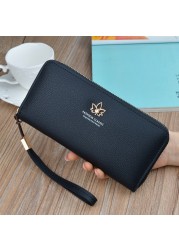 Wallet Women Long Fashion Coin Purse Zipper Large Capacity Lychee Pattern Paper Wallet Clutch Bag Phone Pocket Card Holder