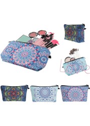 Fashion Mandala Printing Cosmetic Bag Datura Floral Print Mandala Pattern Cosmetic Bag Travel Bag Mandala Print Cosmetic Bag