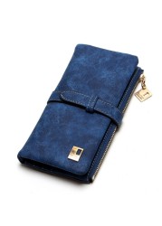 Women's Wallet Wallet Men Fashion Vintage Frosted Leather Two Fold Drawstring Long Wallet Multi Card Women's Wallet