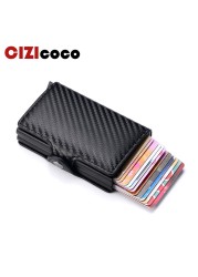 2022 Carbon Fiber Card Holder Double Man Anti-RFID Credit Card Case Metal Wallet Business Bank Small Size Wallet