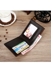 Men Wallet Solid Color Retro Wallet OL Short Clutch Bag PU Leather Business Card Holder Coin Purse Money Clip With Letter Pocket