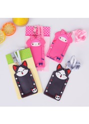 Cute Cartoon Bank Credit Card Holders Women Girl Silica Gel Neck Strap Wallet Card Bus ID ID Badge Lanyard