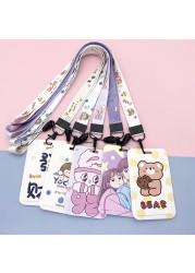 New cute cartoon student meal ID card holder campus card ID badge holder lanyard access control subway bus card protective cover