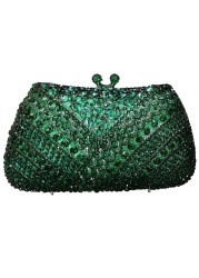 New Arrival Crystal Green Rhinestone Luxurious Evening Clutches Small Handbag For Women Prom Party Bag