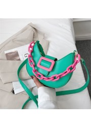 2022 New Fashion Chain Women Handbag Trend Women Shoulder Bag PU Leather Crossbody Bags For Women Hit Color Messenger Bags