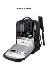 CROSSTEN 40L Men's Large Capacity Backpack USB Charging Laptop Backpack 17" Waterproof Expandable Business Travel Bag
