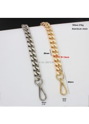 1-5pcs 15mm thick aluminum chain light weight bags strap bag parts DIY handles accessory handbag straps bag silver chain