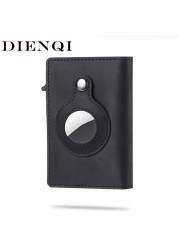 Genuine Leather Airtag Card Holder Men Wallet Money Bag RFID Blocking Air Tag Bank Credit Card Holder Small Size Wallet 2022