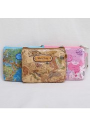 3D World Map Mini Wallet Small Zipper Wallet Personal Portable Wallet