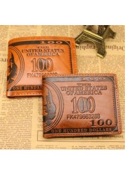 Men Wallet US Dollar Bill Style Foldable PU Leather Wallet Black Brown Wallet Men Short Card Holder Student Small Wallet