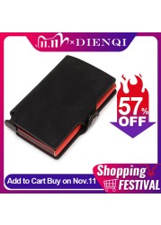 DIENQI Thin Luxury Leather Wallet Security Men Women Card Holder Wallet Ridge Wallets Small Purse Red Magic Wallet 2021 Walet