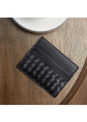 100% Leather Credit Card Men Ultra-thin Brand Business Card Multiple Card Slots Anti Degaussing Simple Women Card Bags