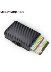 High Quality Rfid Wallet Men Money Clutch Bag Black Male Carbon Card Wallet Small Clutch Leather Wallet Thin Wallet carteras 2022