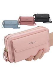 Designer Women Shoulder Bag Leather Wallet Women Wallet Double Zippers Female Clutch Wallet Crossbody Bag For Lady Bolsa Feminina