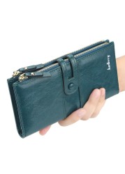 New Women's PU Leather Wallet Female Purses Large Capacity Women's Zipper Clip Wallet Ladies Long Clutch Coin Card Holder