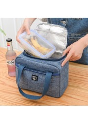 New Portable Lunch Bag Thermal Insulated Lunch Box Tote Handbag Cooler Bento Pouch Dinner Container School Food Storage Bags