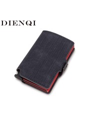 DIENQI - Carbon Fiber Leather Anti RFID Wallet For Men Women Slim Mini Wallet Card Holder