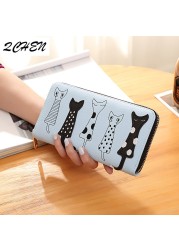 Women Cat Cartoon Luxury Wallet High Quality Creative Female Card Holder Casual Zip Ladies Clutch PU Leather Coin Purse 179Q