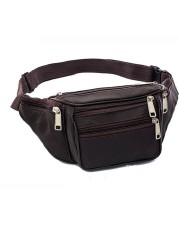 Portable Men Leather Waist Bag Multi Pockets Storage Fanny Pack Bag