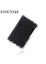 DIENQI RFID Carbon Fiber Card Holder Men Slim Small Size Wallet Leather Tactical Bank Credit Card Holder Male Smart Badge Holder