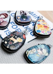 Cartoon Key Bag Women Girl Students PU Leather Key Case Car Key Chain Cover Fashion Lovely Zipper Holder