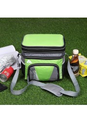 Double layer ice pack waterproof and leak-proof insulation bag multifunctional nylon cloth portable lunch bag fresh lunch box