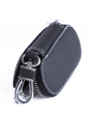 Men Leather Car Key Wallet Nanny Key Holder Organizer Key Chain Women Zipper Key Case Unisex