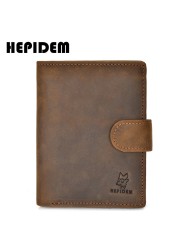 HEPIDEM RFID High Quality Crazy Horse Genuine Leather Slim Wallet 2020 New Front Pocket Money Dollar Bill Wallet for Men 8129