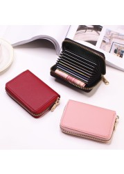 Women PU Zipper Cash ID Card Credit Card Holder Pure Color Business Card Case Name Card Holder Card Holder