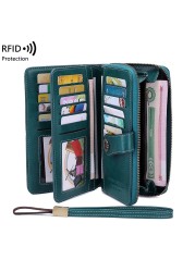 High Quality Women Wallet RFID Anti-theft Leather Wallets For Woman Long Zipper Large Ladies Clutch Bag Female Purse Card Holder