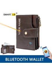 Smart Anti-lost Wallet GPS Log Wallet for Men Genuine Leather Wallets Bluetooth Short Credit Card Holders Coin Purse